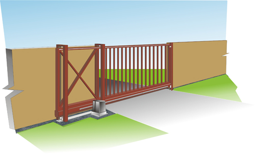 Откатные ворота схематично